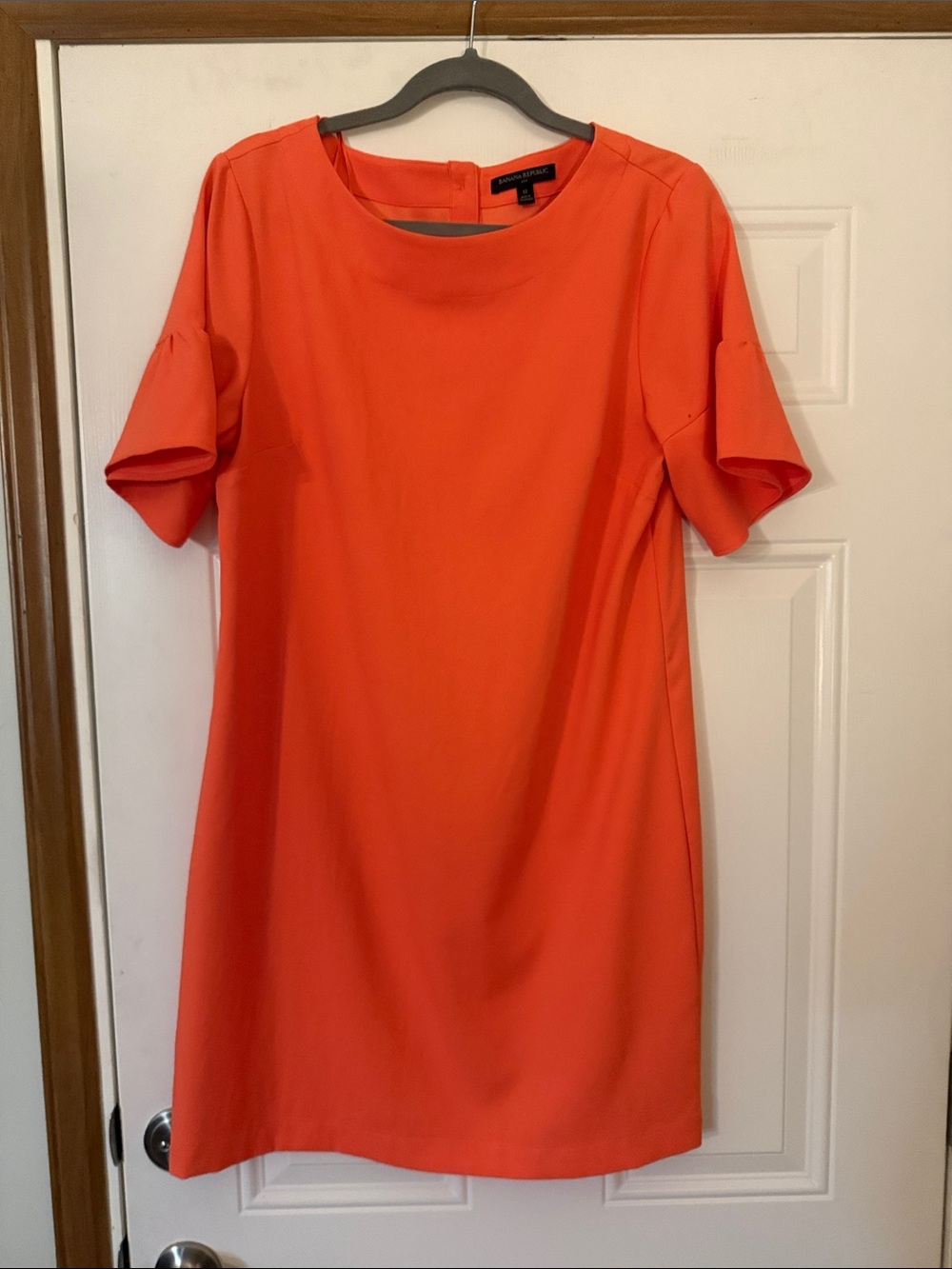 Banana Republic Bright Orange Short-Sleeve Shift Dress